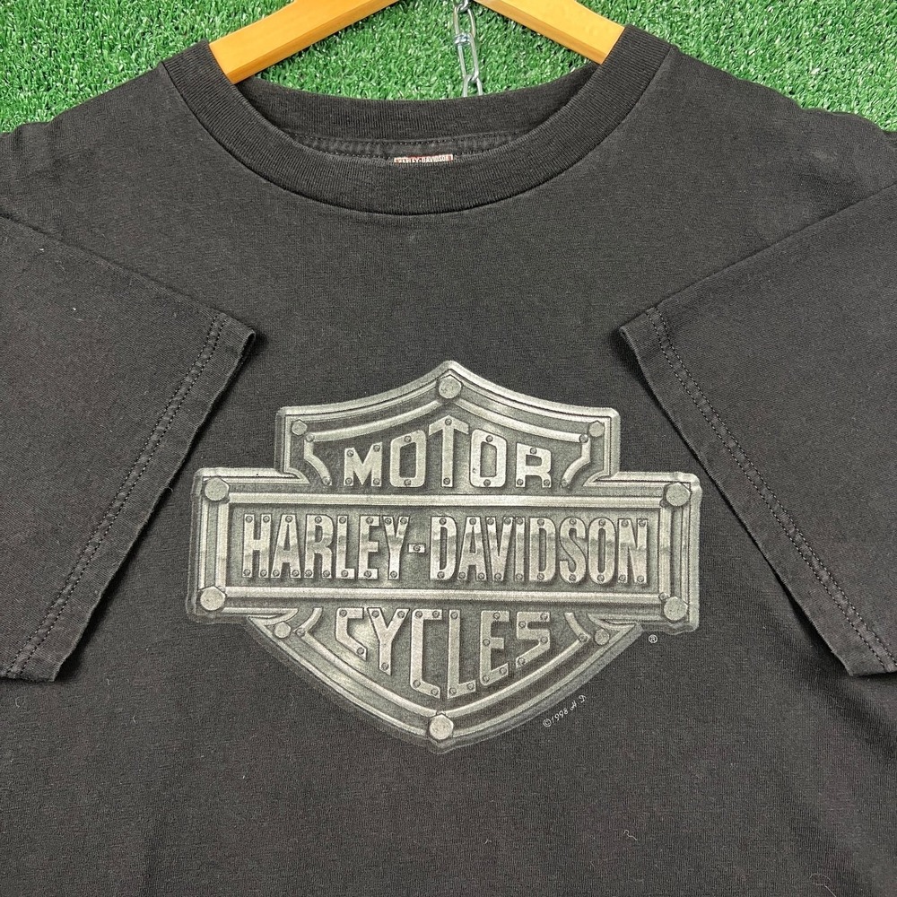 VTG Harley-Davidson T-Shirt Mens XL Faded Black Savannah GA Biker Graphic 90s